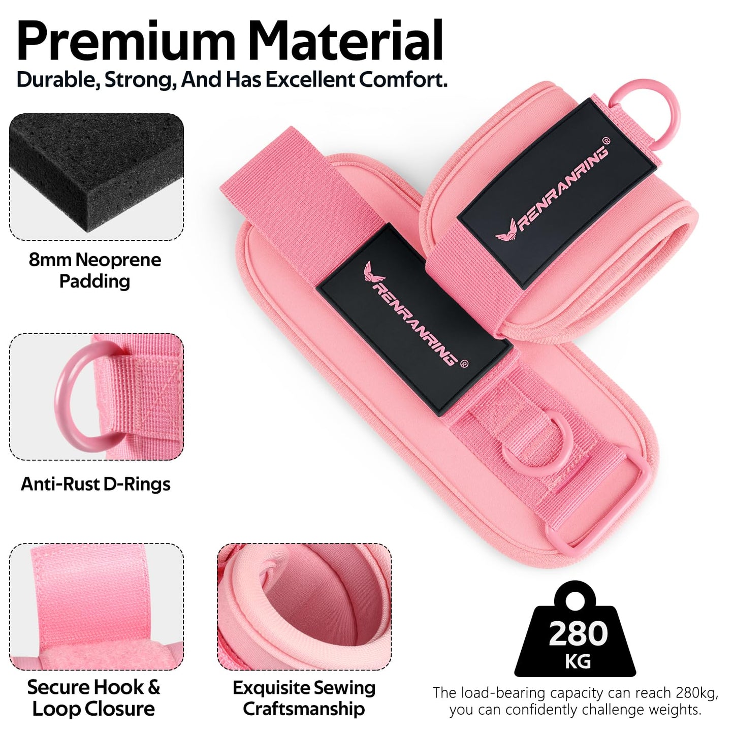 Ankle Resistance Bands with Cuffs, Ankle Bands for Working Out, Home Gym Workout Equipment, Butt Exercise Equipment Booty Bands Exercise Bands for Women Legs and Glutes