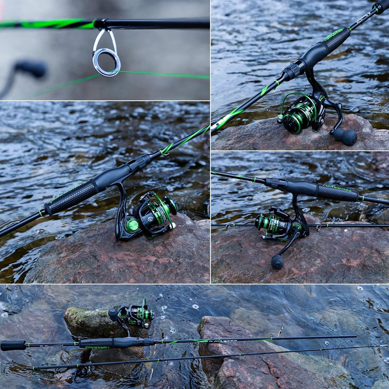One Bass Fishing Rod Reel Combos, Spinning Rod with Spinning Reel, Graphite 2Pc Blanks, Stainless-Steel Guides, Super Polymer Handle- 6'0"-1 Pack