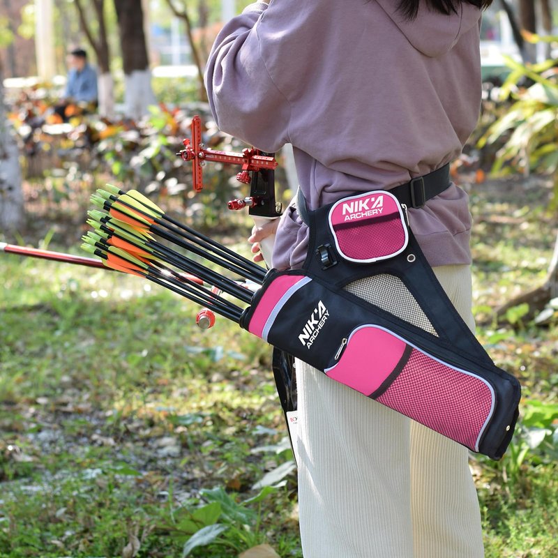 SHENG-RUI Archery Arrow Quiver Holder Left Hand,3-Tubes Hip Quiver Arrow Bag with Adjustable Belt for Youth & Adults Arrows Hunting Target Practicing