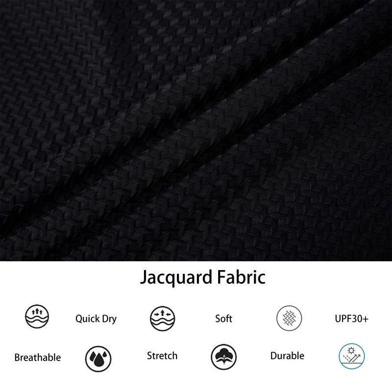Alex Vando Mens Bubble Jacquard Polo Shirt Super Stretch Short Sleeve Polo Shirts for Men,Black,XL