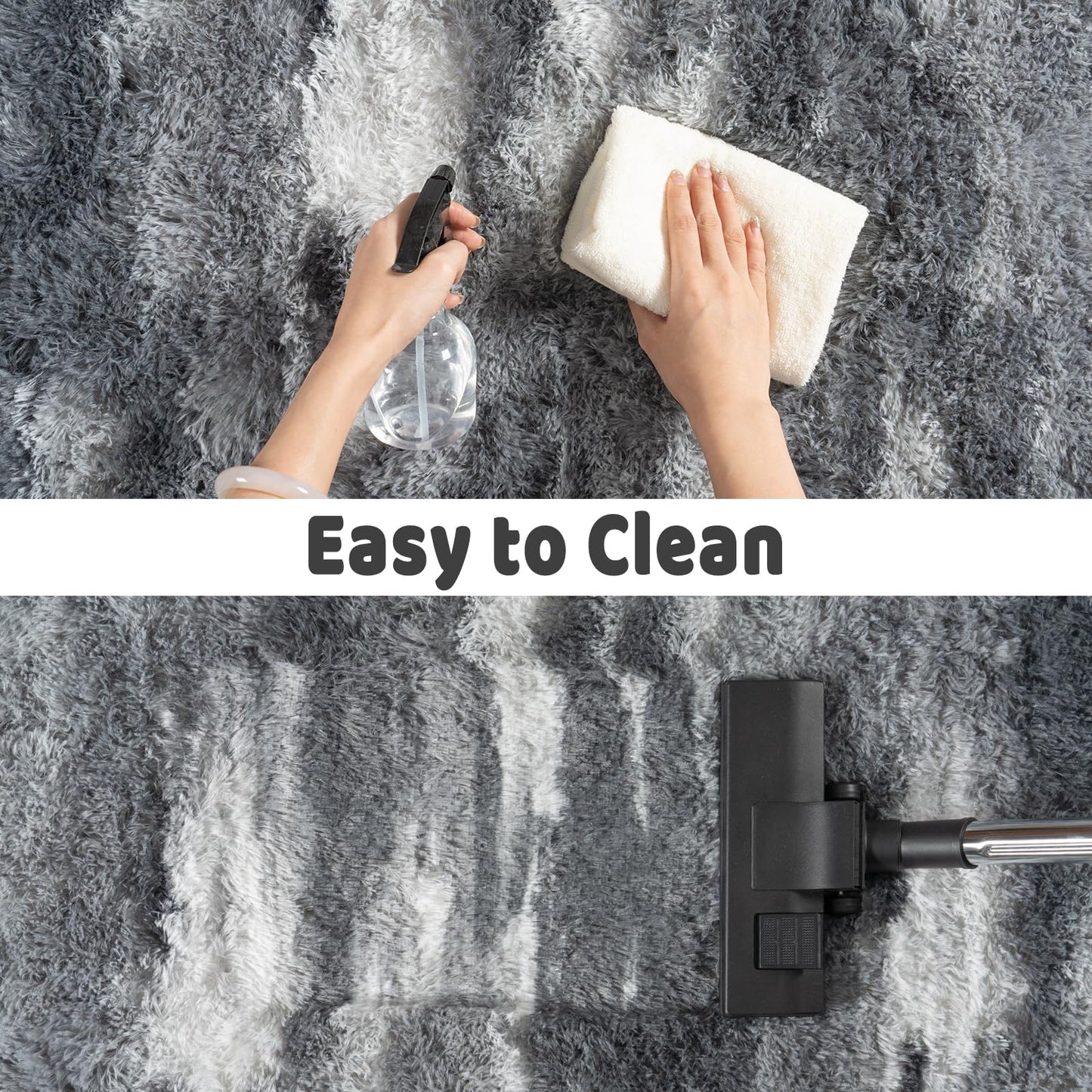 Ailyei Shag Rugs for Living Room 8x10, Ultra Soft Abstract Grey Big Fuzzy Rugs for Bedroom, 8 x 10 Fluffy Shaggy Plush Carpet Girls Kids Room Dorm Upgrade Non-Slip