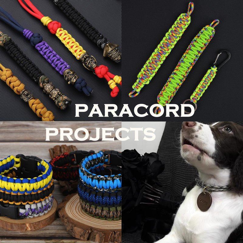 MONOBIN Paracord Rope 100FT for Making Paracord Projects, 4mm 7 Strand Parachute Cord for Lanyard, Survival Bracelets, Clothsline,Hiking (Neon, 100FT)