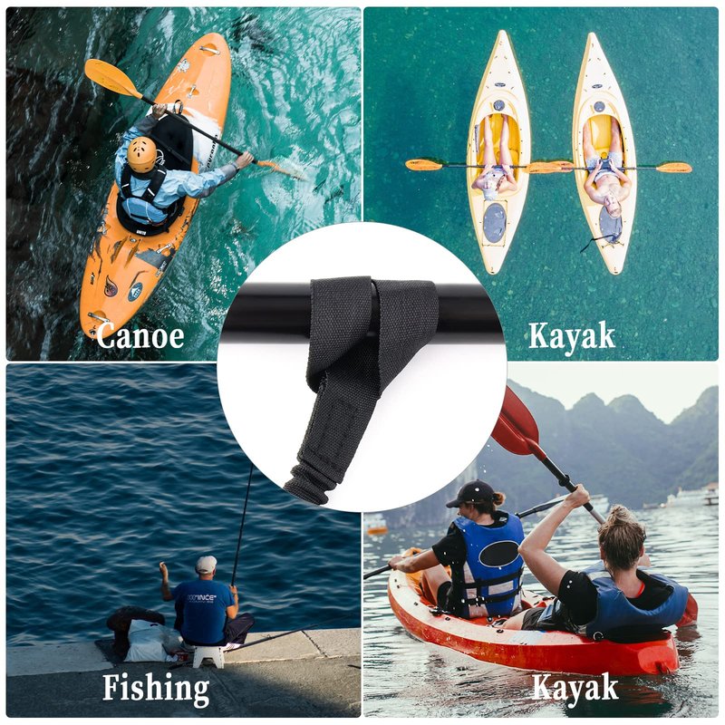AIEX 2pcs Kayak Paddle Leash, 34-61 Inches Stretchable Paddle Straps with Carabiner Paddle Lanyard Stretch Kayak Rope for Canoe Boat Surf Board Fishing Rod