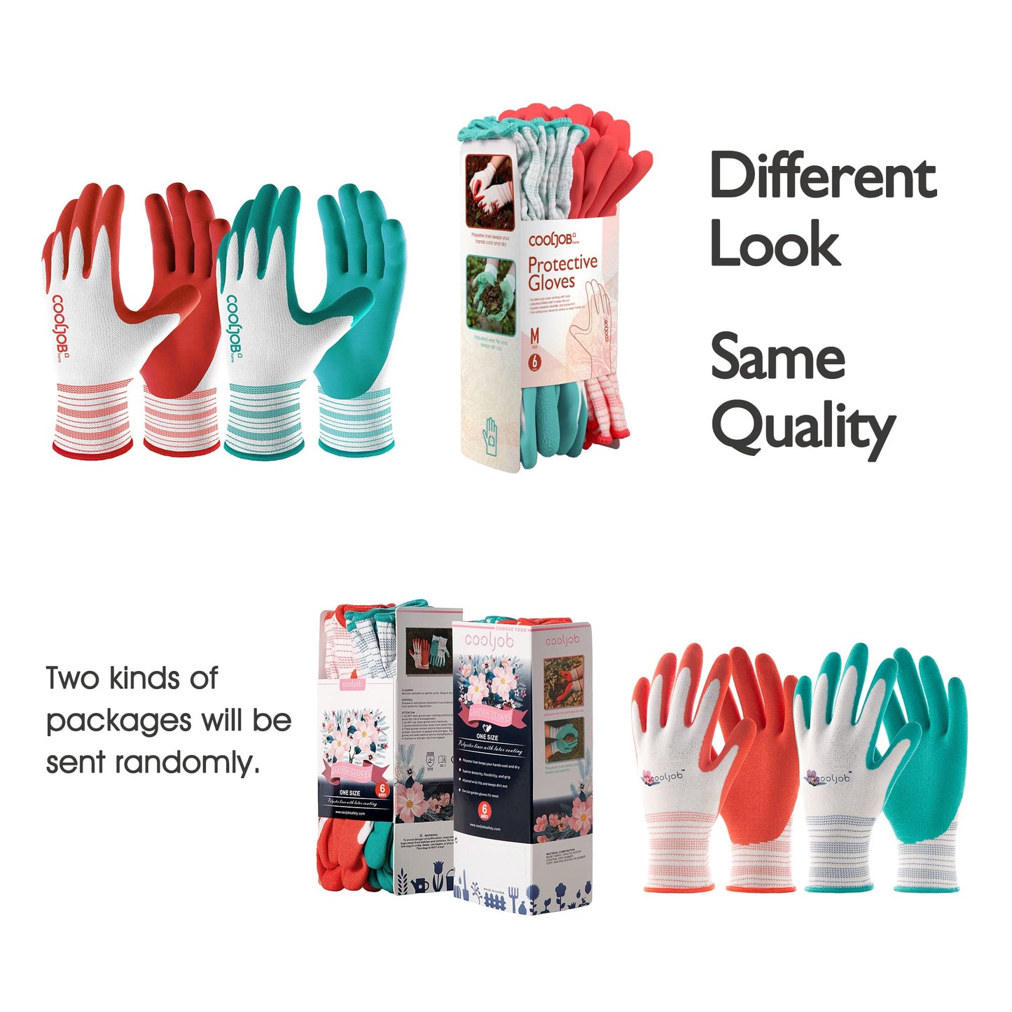 COOLJOB Gardening Gloves for Women, 6 Pairs Ladies, Comfortable Breathable Garden Gloves, Gardening Gift, Medium Size Fits Most, Red & Green (Half Dozen M)