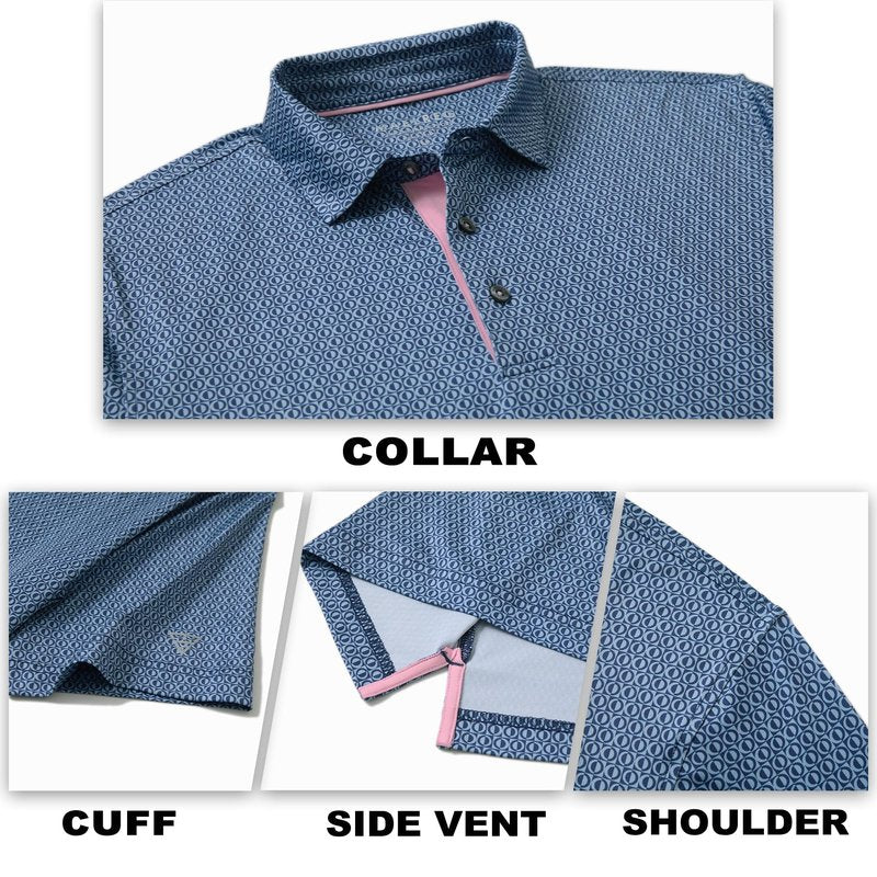 M MAELREG Golf Shirts for Men Dry Fit Print Patterns Performance Moisture Wicking Mens Polo Shirts Short Sleeve