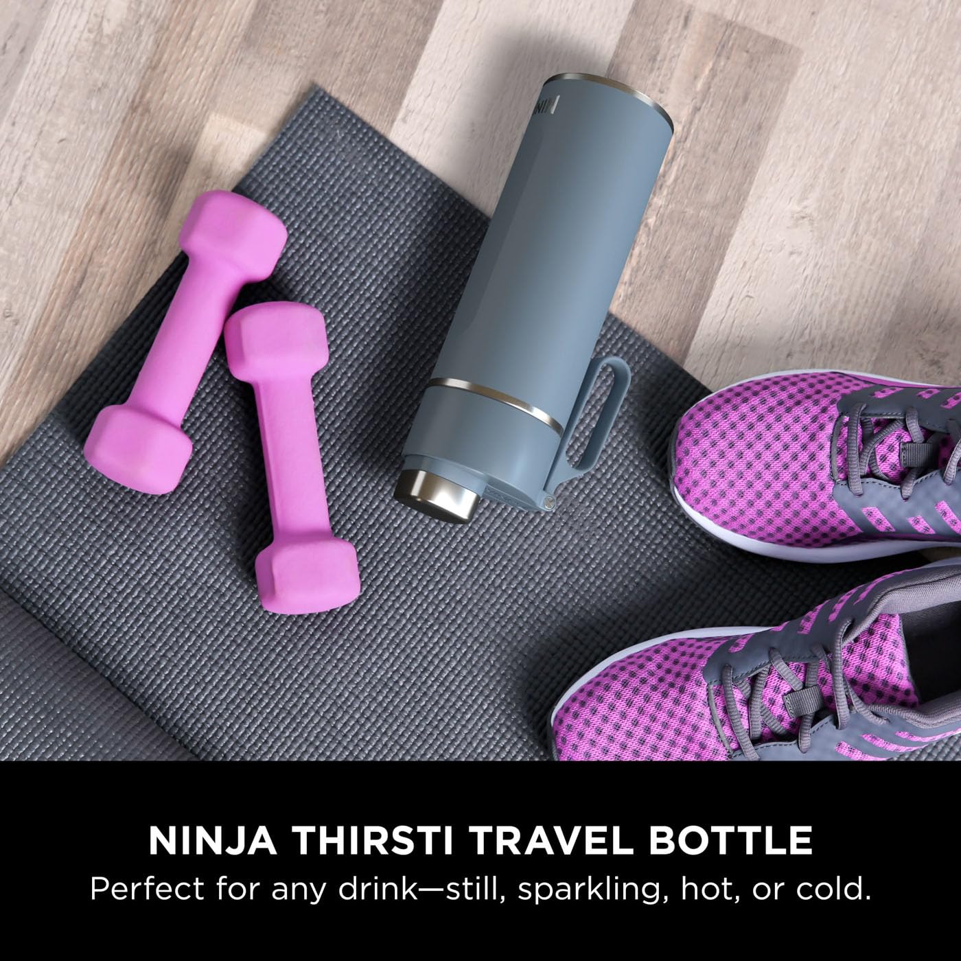 Ninja Thirsti Water Bottle and Flask 700 ML With Leak-Proof Lid, Designed For Carbonated, Hot & Cold Drinks, Ideal For Travel & Sports, Triple Insulated, Stainless Steel Bottle, Blue, DW2401EUUKBL
