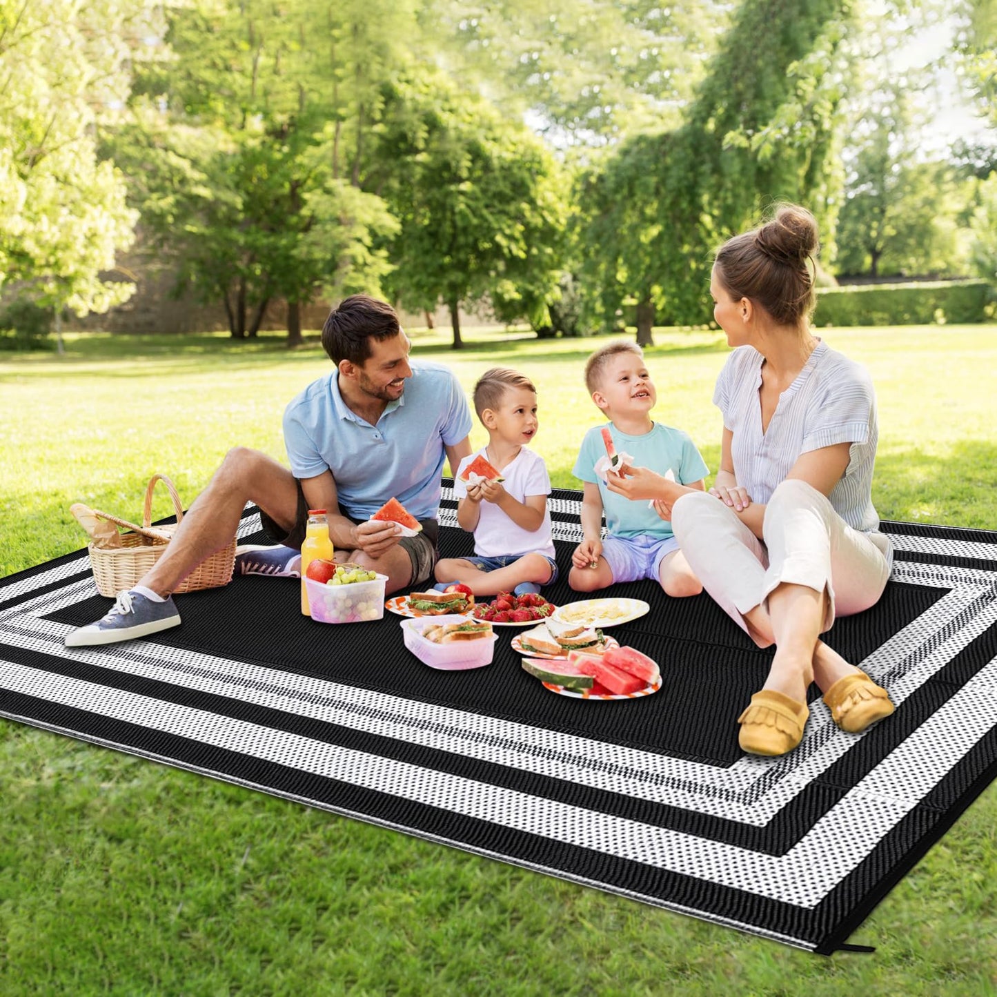 Garvee 9x12 Outdoor Rug for Patio Plastic Straw Rug Waterproof Reversible Mat Lightweight Foldable Carpet Easy Clean Large Rugs for Patio Porch Backyard Camping RV Beach Balcony Deck Panel White