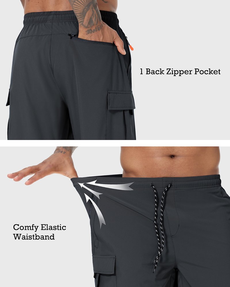 Men's Cargo Shorts Quick Dry Lightweight Stretch Hiking Shorts for Men with 5 Pockets No Lining Dark Grey
