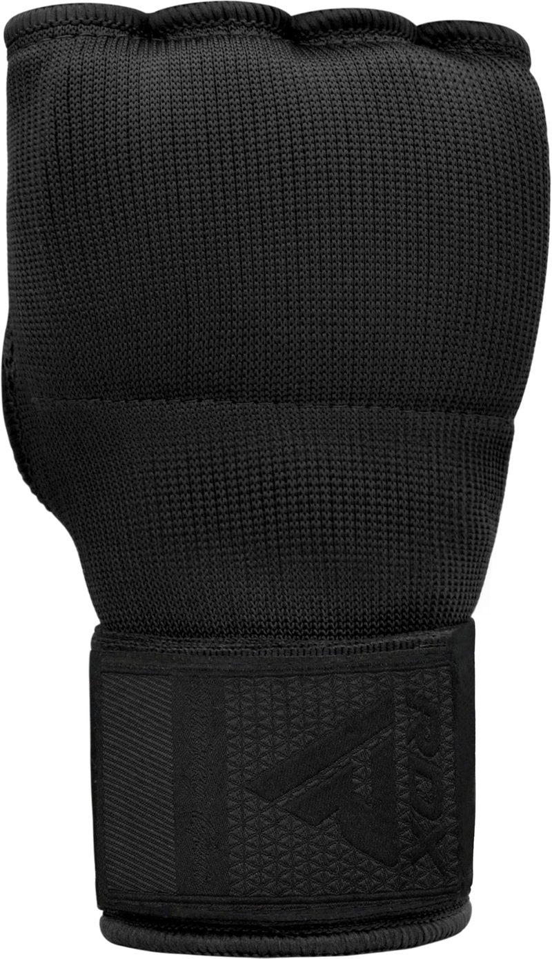 RDX Gel Boxing Hand Wraps Inner Gloves Men Women, Quick 100cm Long Wrist Straps, Elasticated Padded Fist Under Mitts Protection, Muay Thai MMA Kickboxing Martial Arts (Full Black, M)