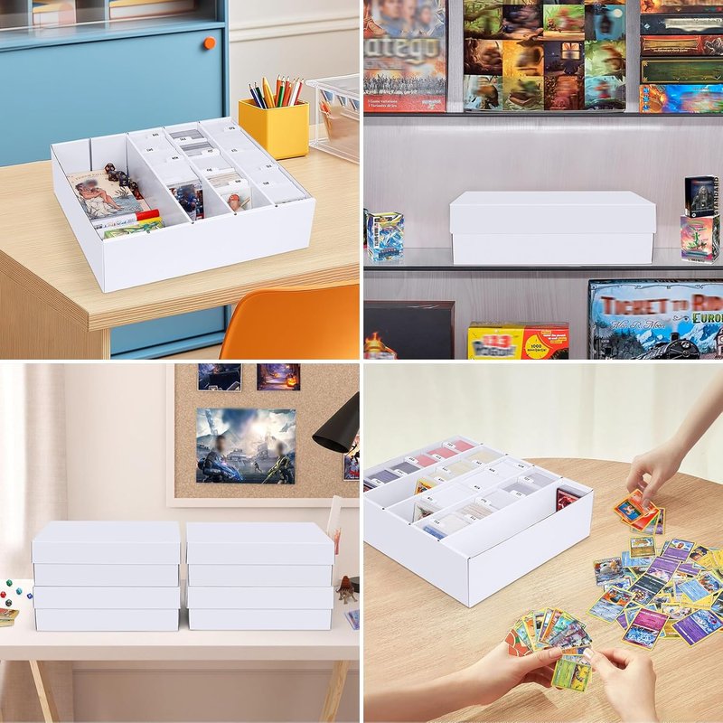Trading Card Storage Box - 5 Row Cardboard Organizer with Dividers | 4 Pack for MTG, TCG, Sports Cards