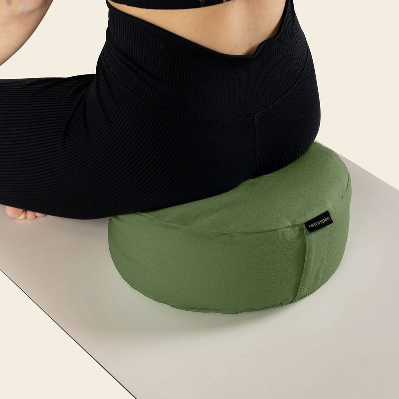 Retrospec Sedona Zafu Meditation Cushion & Floor Pillow with Buckwheat Hulls - Adjustable Yoga Accessory for Women - 13in Round Cotton Seat with Handle & Washable Cover