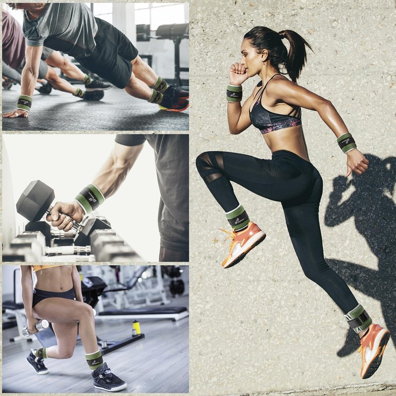 Ankle Weights for Men, Women & Kids - Adjustable 1/2/4/6/10 LBS Set with Reflective Strips | Strength Training & Fitness