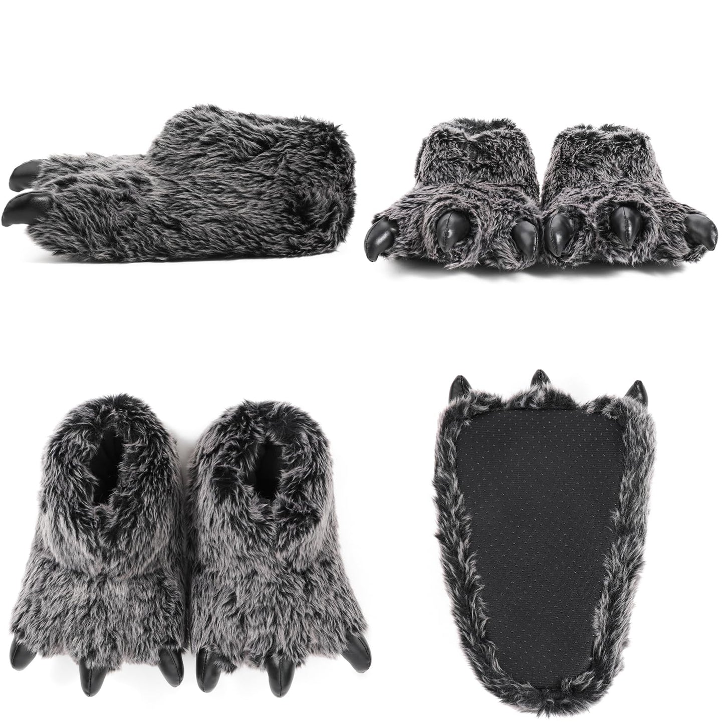 ULTRAIDEAS Animal Paw Slippers for Women and Men, Funny Claw Slippers for Adult and Kids, Unisex Cute Costume House Shoes(Black Bear Paw, Size 11-12 Women, Size 9-10 Men)
