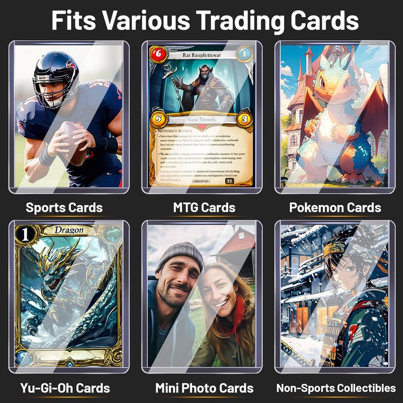 LOVFEN 400 Hard Plastic Card Sleeves – 200 Toploads & 200 Penny Sleeves, 35PT Baseball Card Protectors with Bend-Resistant, Rip-Proof Edges for TCG, Sports, Football & Collectible Cards