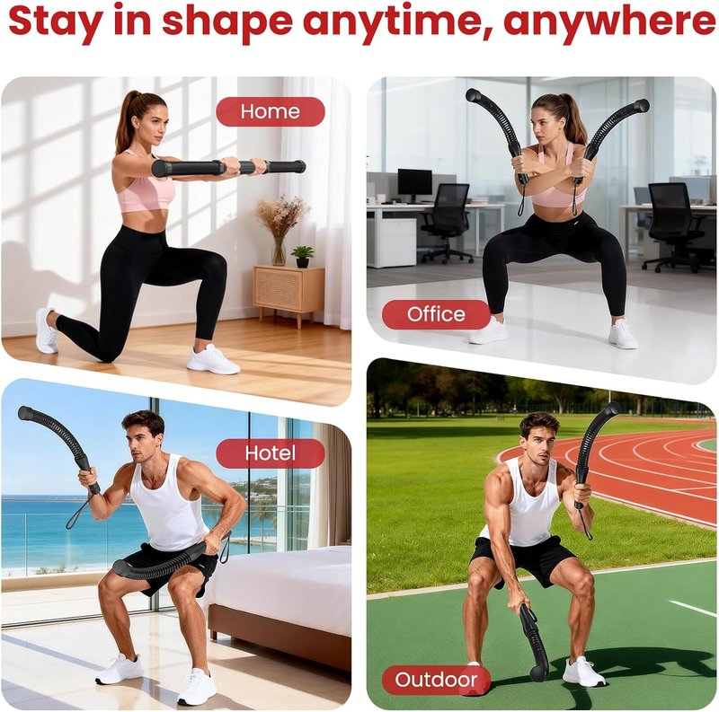 2-in-1 Cordless Battle Ropes - Ropeless Portable Home Gym Equipment for Men & Women | Black