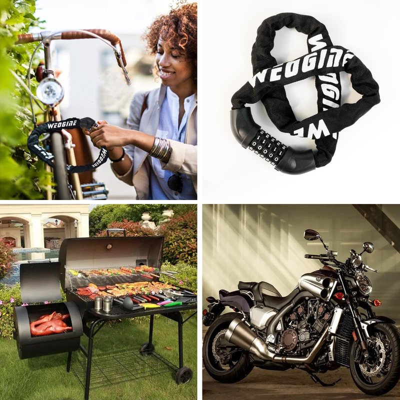 Bike Lock with Numbers and high Security Level, Bike Chain Lock, Bicycle Locks, 5 Digit Combination Lock for Bike, Bicycle, Scooter, Motorcycle, Door, Gate, Fence
