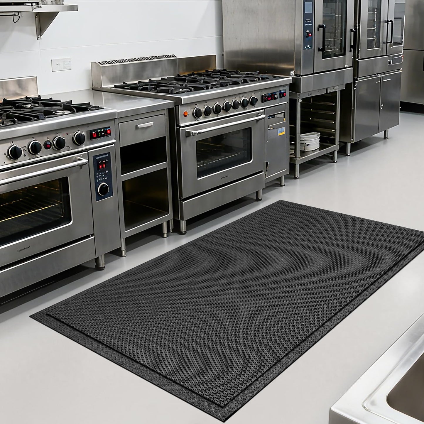 QiCaiJia Front Door Mat 24''x71'', Drainage Heavy Duty Dirt Trapping Non-Slip Doormats, Outdoor Rubber Floor Mats, Restaurant Commercial Kitchen Industral Pool Entrance Bar Wet Area, Black