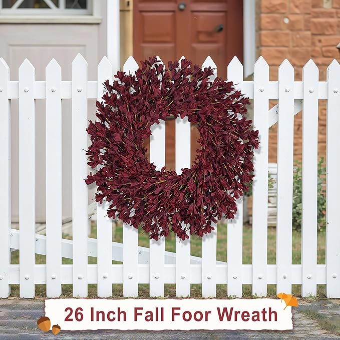 26 Inch Fall Wreaths for Front Door Outside,Realistic Autumn Wreath Outdoor,Large Halloween Thanksgiving Artificial Flowers Wreath,Fall Decorations for Home Harvest Porch Yard Mantle Fireplace Decor