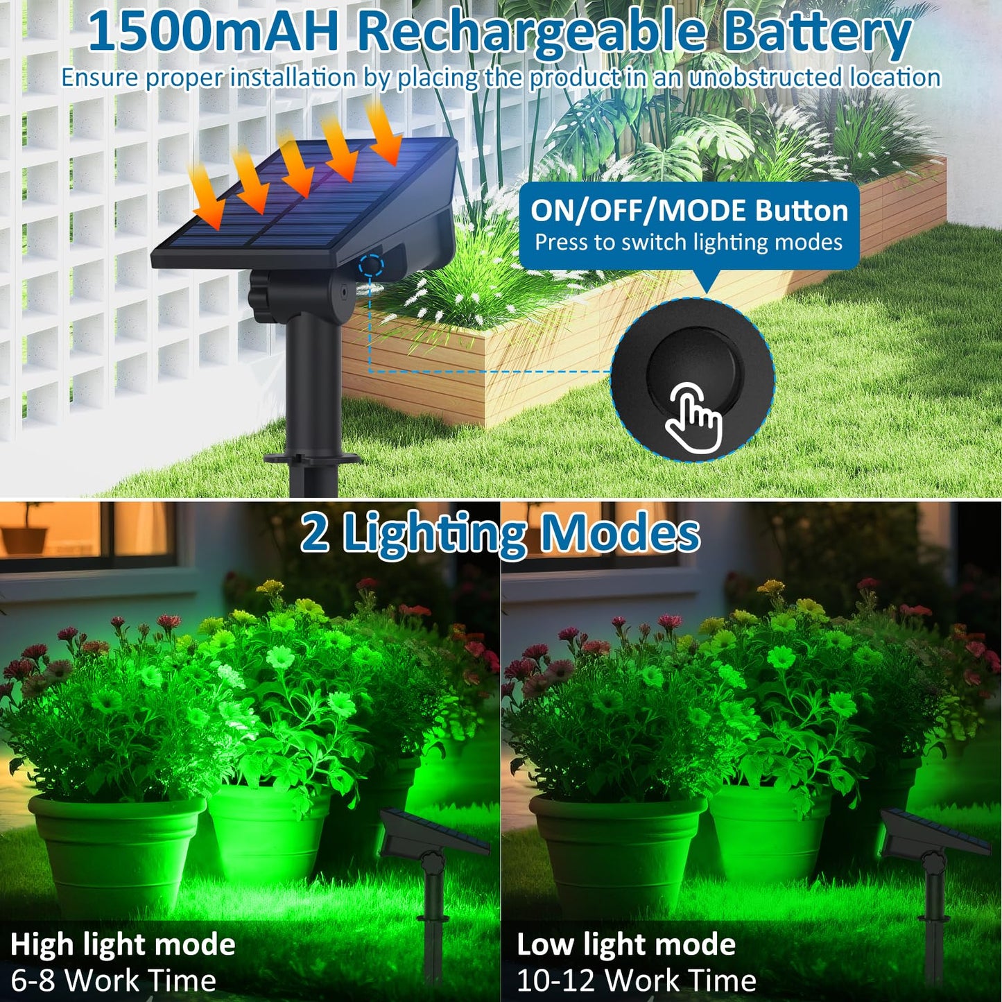T-SUNUS Halloween Green Solar Spot Lights Outdoor, Landscape Spotlights 2 Modes Dusk to Dawn Waterproof IP65 for Accent Uplighting Christmas Tree St. Patrick's Day Yard Statue Graveyard Driveway Flag