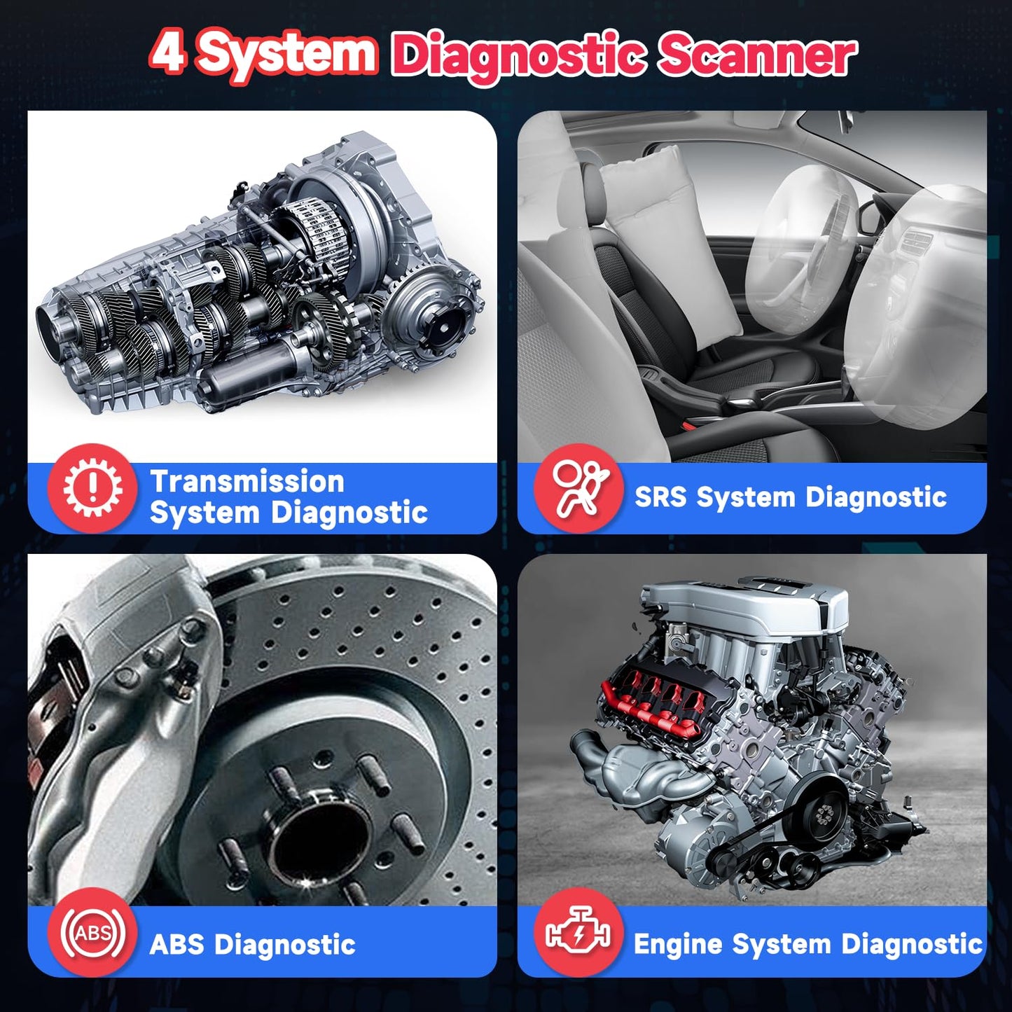 2025 FOXWELL NT604 OBD2 Scanner Diagnostic Tool, Check Engine Code Reader, ABS SRS Transmission Airbag Car Scanner, Car Scan Tool for All Vehicles, English/Spanish Ver., Lifetime Free Update, AutoVIN