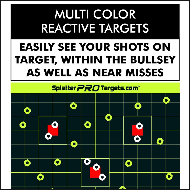 12x18 Splatter Targets. Shots Burst with a Bright Splatter Upon Impact. Instantly See Your Shots. (10)