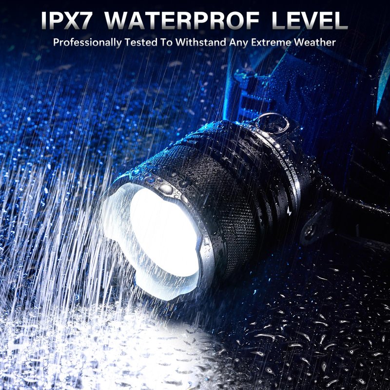 AKNEAR LED Rechargeable Headlamp 99000 High Lumens, 95 Hours Endurance Head Lamp with Zoomable & 12 Modes & IPX7 Waterproof & 125ยฐ Adjustable, Super Bright Head Light for Outdoor, Camping, Hard Hat