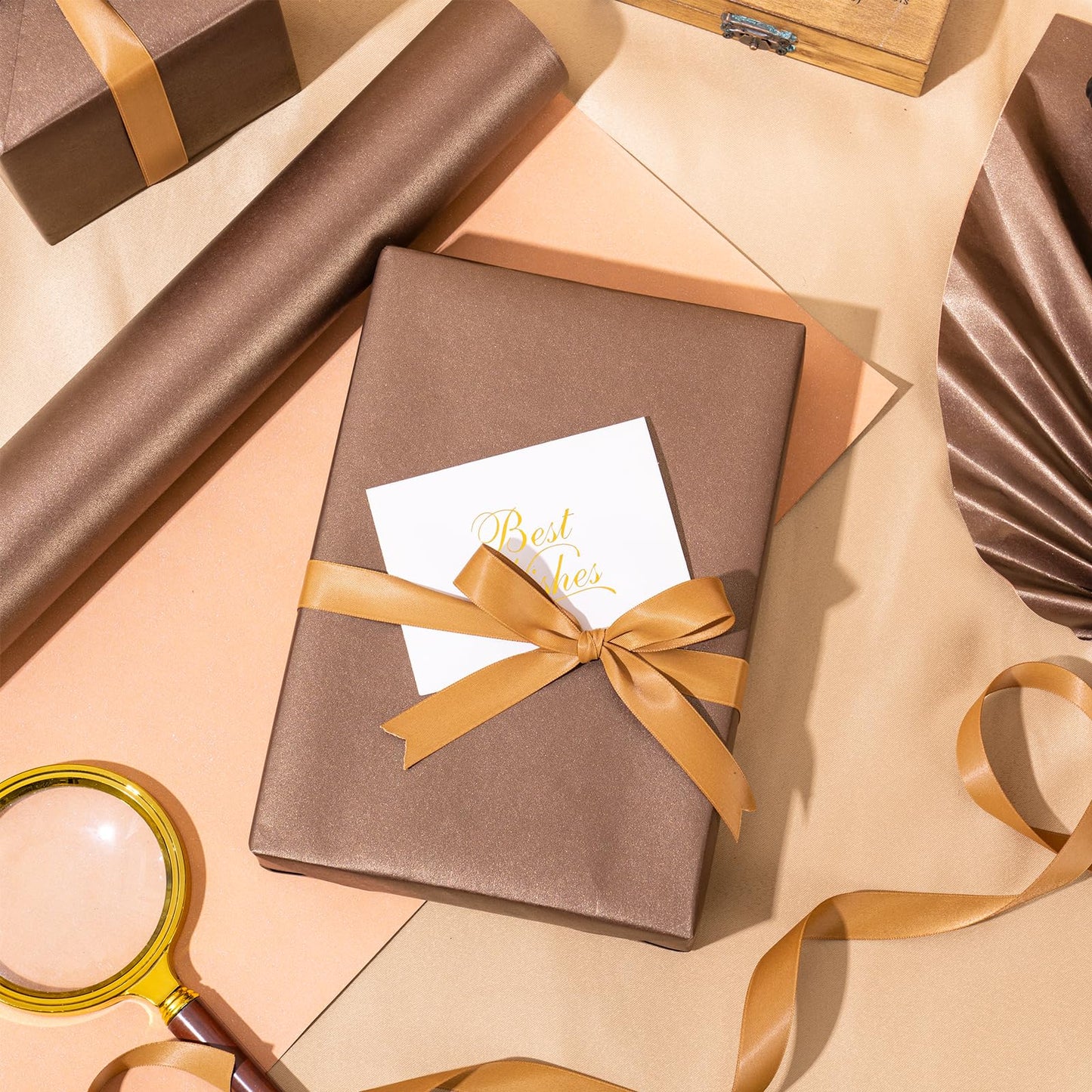 RUSPEPA Chocolate Brown Matte Wrapping Paper - Solid Color Pearly - luster Paper Perfect for Wedding, Birthday, Christmas, Baby Shower -17 Inches X 32.8 Feet