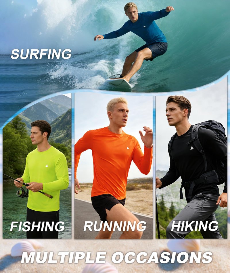 ZITY Men's UPF 50+ Sun Protection Shirts Long Sleeve Lightweight Rash Guard UV SPF Fishing Hiking Running Workout T-Shirt White