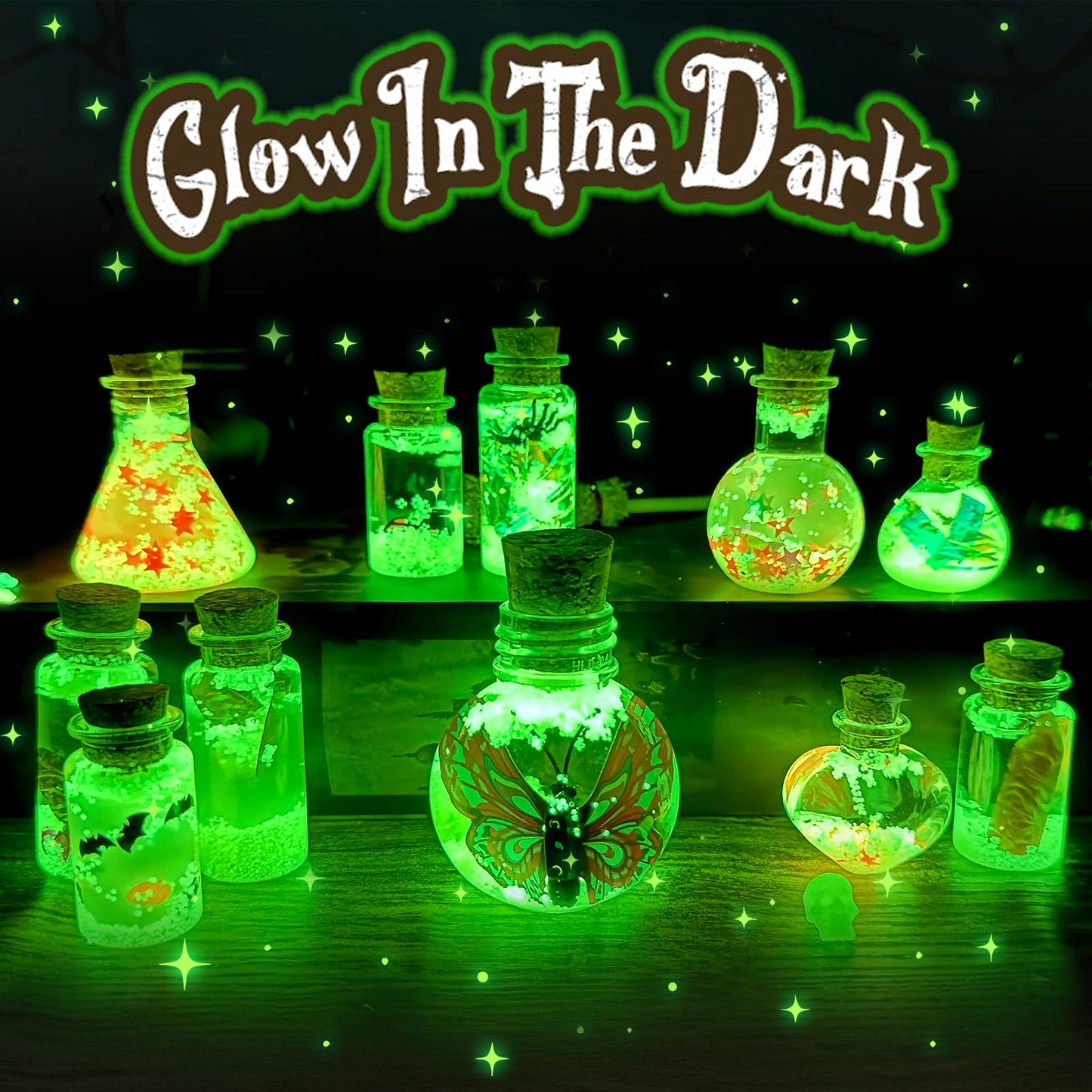 LDomet Magic Potions Craft Kit for Kids - Mix 20 Glow Witch Bottles, Fairy Magic Potions Making Kit - Christmas Decorations Birthday Gifts for Girls Boys 6 7 8 9 10+