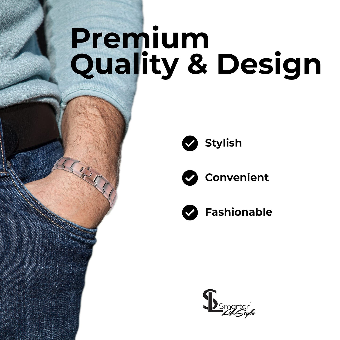 Smarter LifeStyle Elegant Pure Copper Magnetic Bracelet, Men's