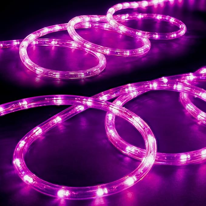 WYZworks 1116LEDs 100ft LED Outside Rope Lights, Outdoor ETL Certified Waterproof Permanent 360 Degree Light Emitting, Flexible Tube, Connectable, Christmas Palm Tree Exterior Landscape, Pink