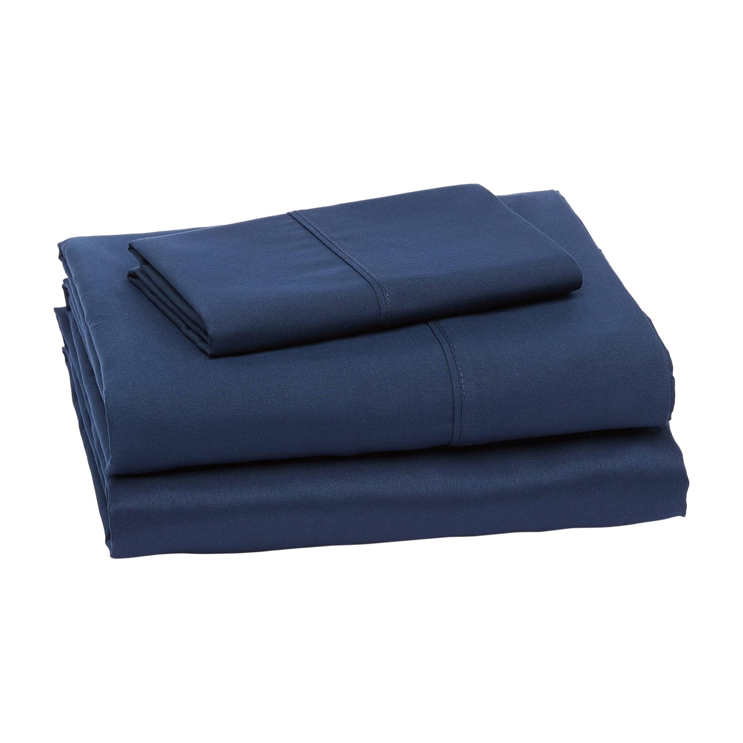 Amazon Basics Lightweight Super Soft Easy Care Wrinkle Free Microfiber 3 Piece Bed Sheet Set with 14-Inch Deep Pockets, Twin, Navy Blue, Solid, Kids, Men & Women Bedding