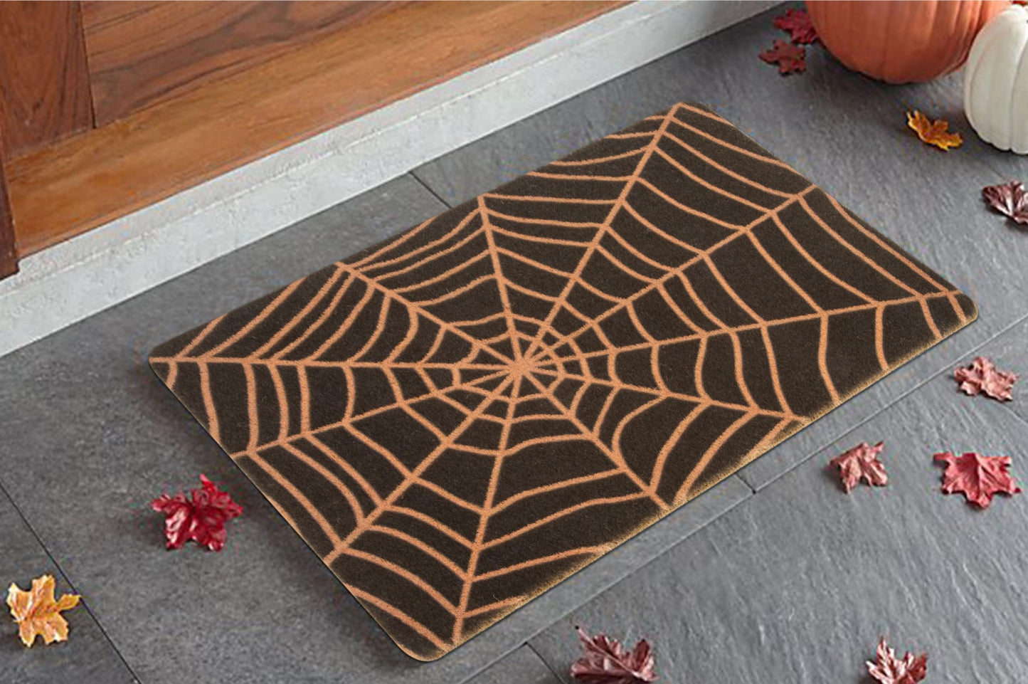 Halloween Spider-Web Welcome-Doormat - Outdoor Entrance Coir Non Slip Fashionable Mat Indoor Home Room Front Door Decor