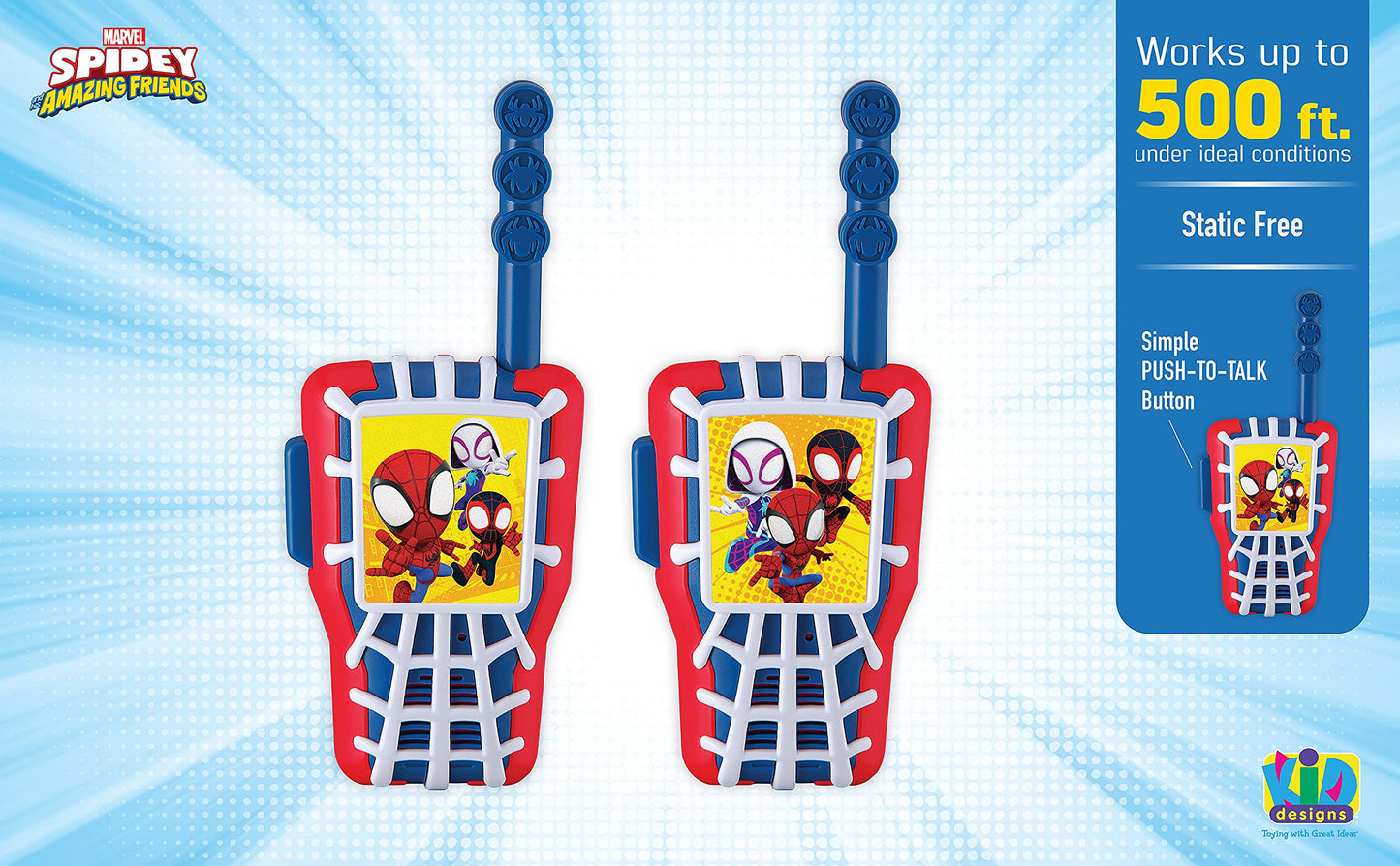 eKids Spidey and His Amazing Friends Toy Walkie Talkies for Kids, Outdoor Toys for Kids and Fans of Spidey Toys for Boys