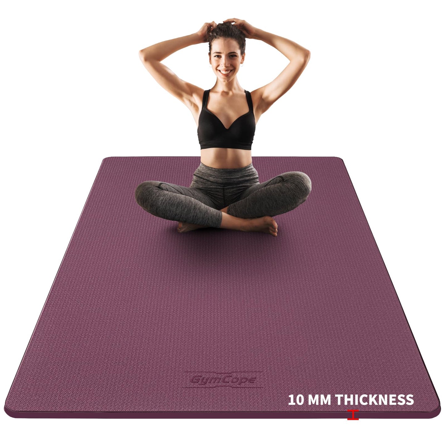 GymCope 10MM Thick Yoga Mat, 72" x 48" Large Workout Mat for Home Gym, Edge-Seamed Design, Superior Grip, Shock-Absorbing Cushion, Ultimate Comfort and Protection for Yoga, Fitness Training