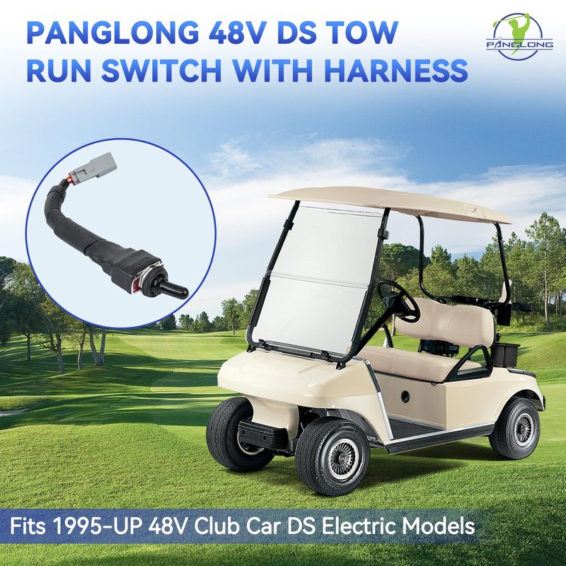 Panglong Golf Cart 48V Tow Run Switch, Include Switch and Harness, Suitable for 1995-UP 48V Club Car DS Electric Golf Cart, OEM Refer #101908101,1019081-01