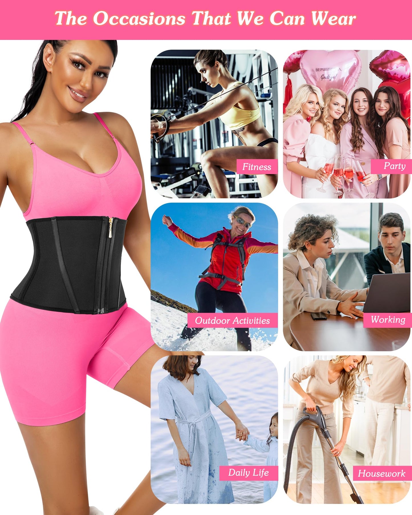 Waist Trainer With 9 Steel Bone Adjustable Underbust Shapewear 9 Inches