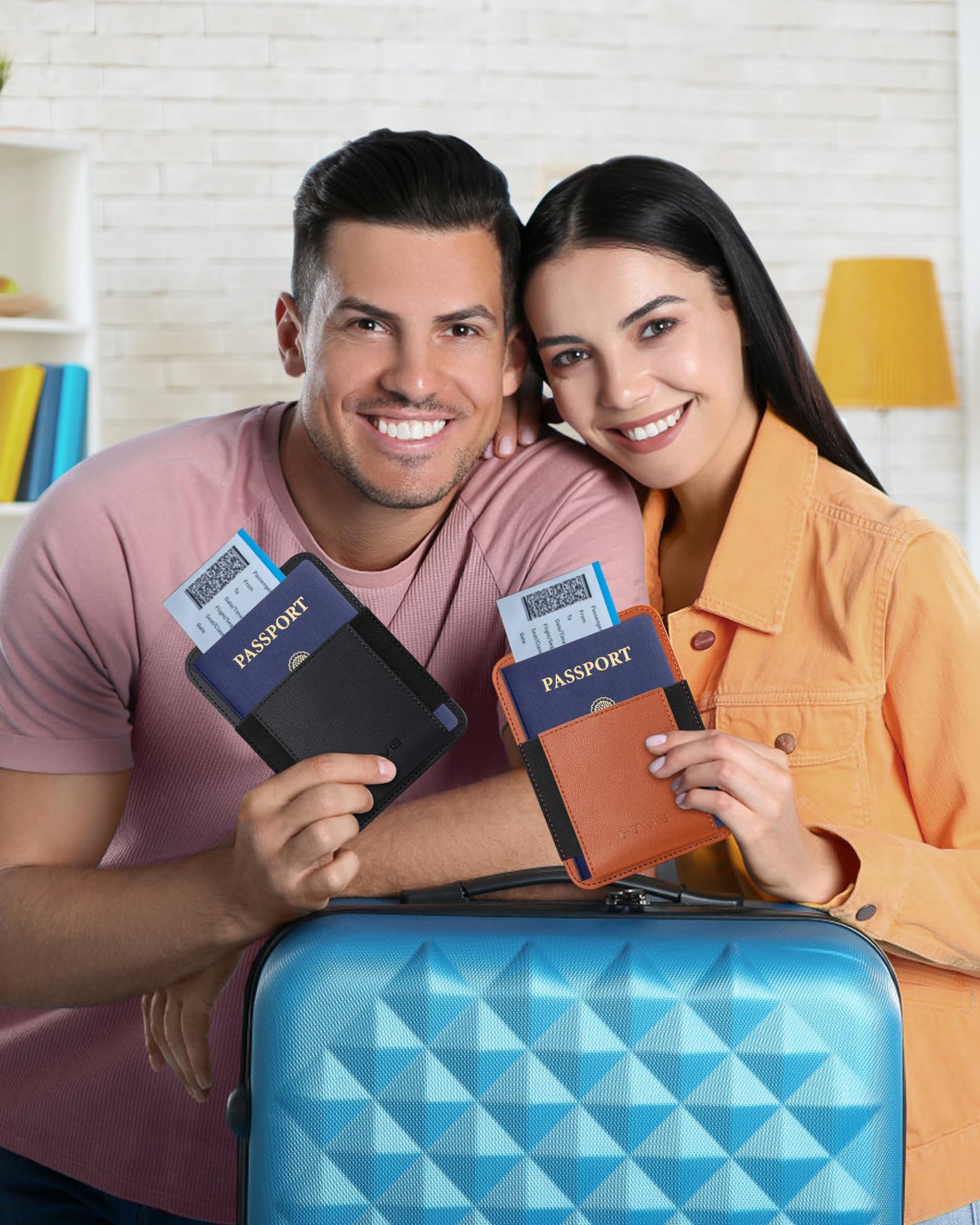 HiWe Passport Holder for Travel, Minimalist RFID Passport Holder, Leather Passport Wallet Cover Case for Men & Women, ID Window, Black