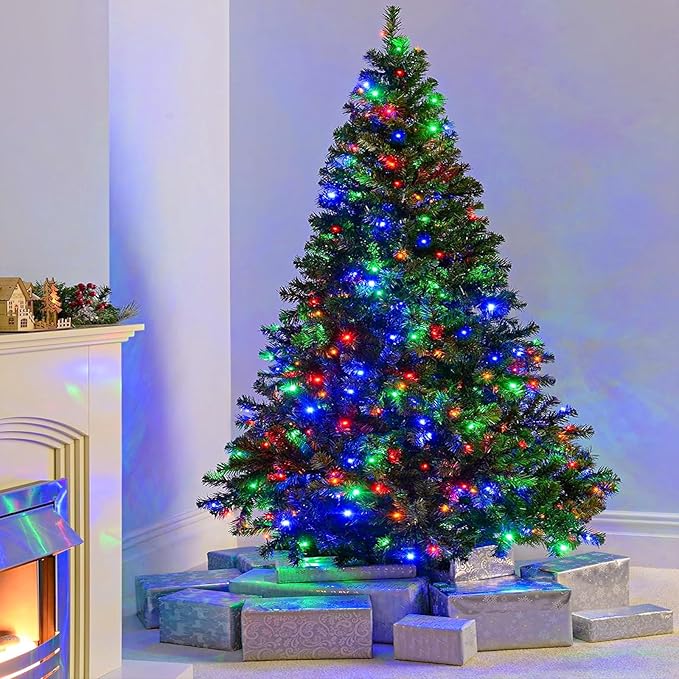 Christmas Lights Indoor Outdoor 197ft 600 LED Christmas String Lights Indoor 8 Modes Clear Wire, Plug in Waterproof Twinkle Fairy Lights for Bedroom Tree Christmas Decorations, Multicolor