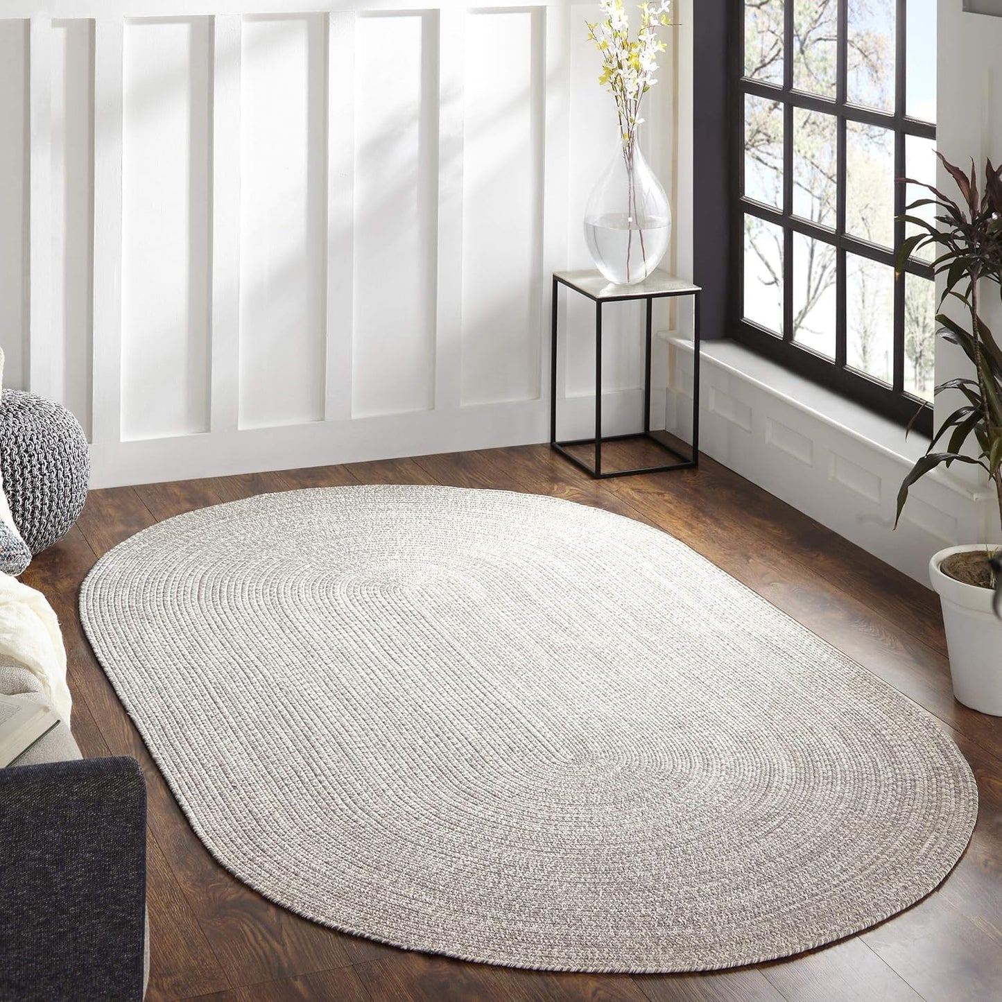 Superior Reversible Braided Indoor/Outdoor Area Rug for Patio, Beach House, Garden, Living Room, Bedroom, Terrace, Veranda, Entryway, Farmhouse, Kitchen, Playroom, Office, 3' x 5', Slate-White