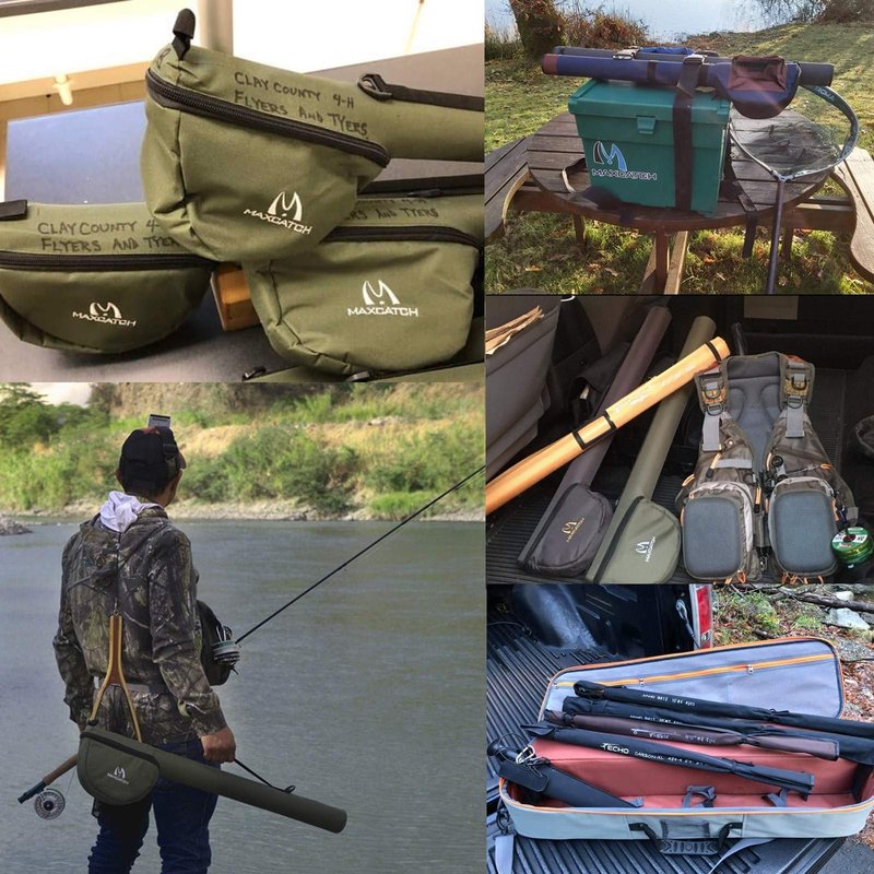 M MAXIMUMCATCH Maxcatch Fly Fishing Rod Case with Reel Pouch, Complete Protection Bag for 9FT 2/4 Piece Rods (Green, For 7.5' 4sec Fly Rod Length: 25.9'')