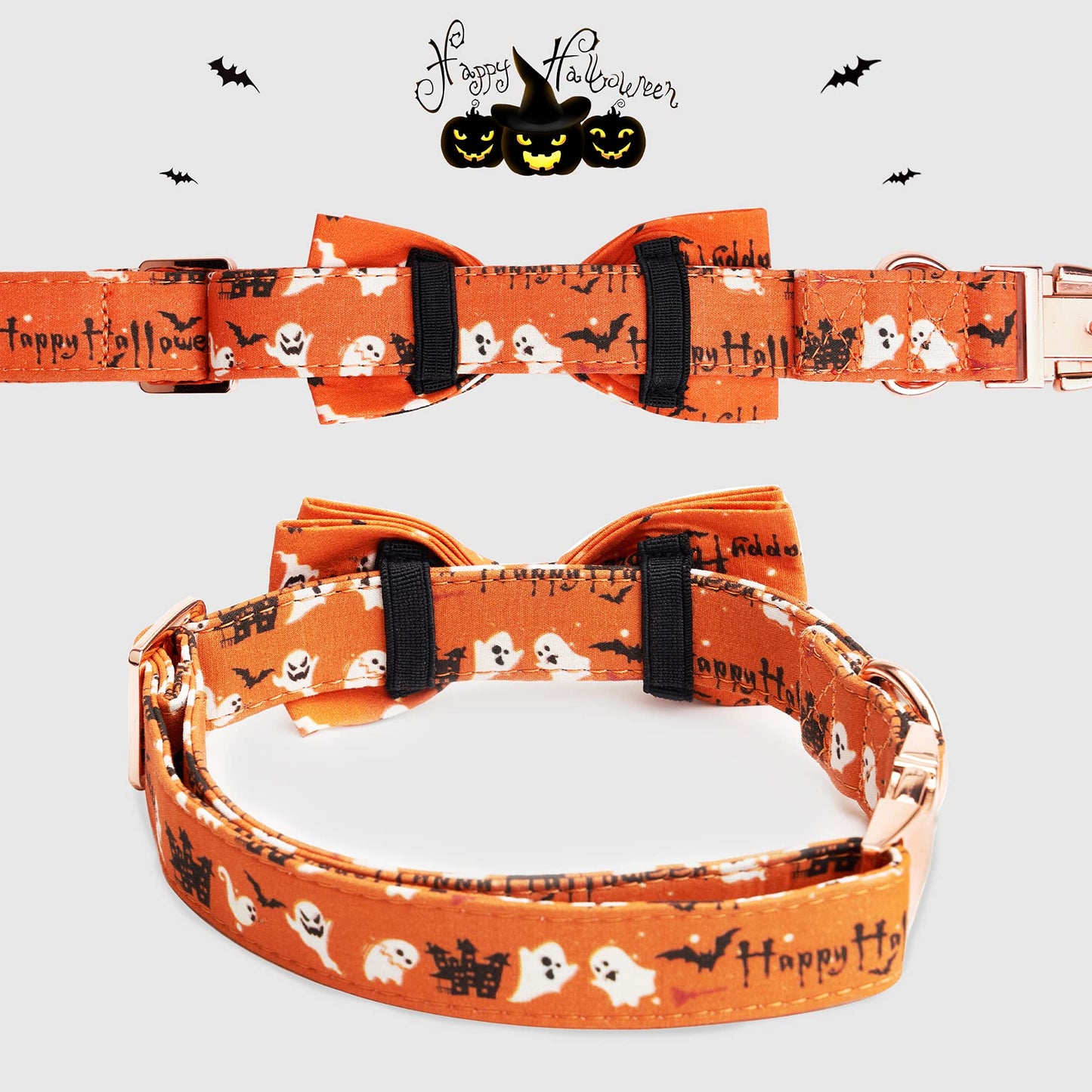 Thankspaw Adjustable Bow Tie Dog Collar Printed Cute Patterns Spring Summer Soft Pet Collars for Small Medium Large Dogs