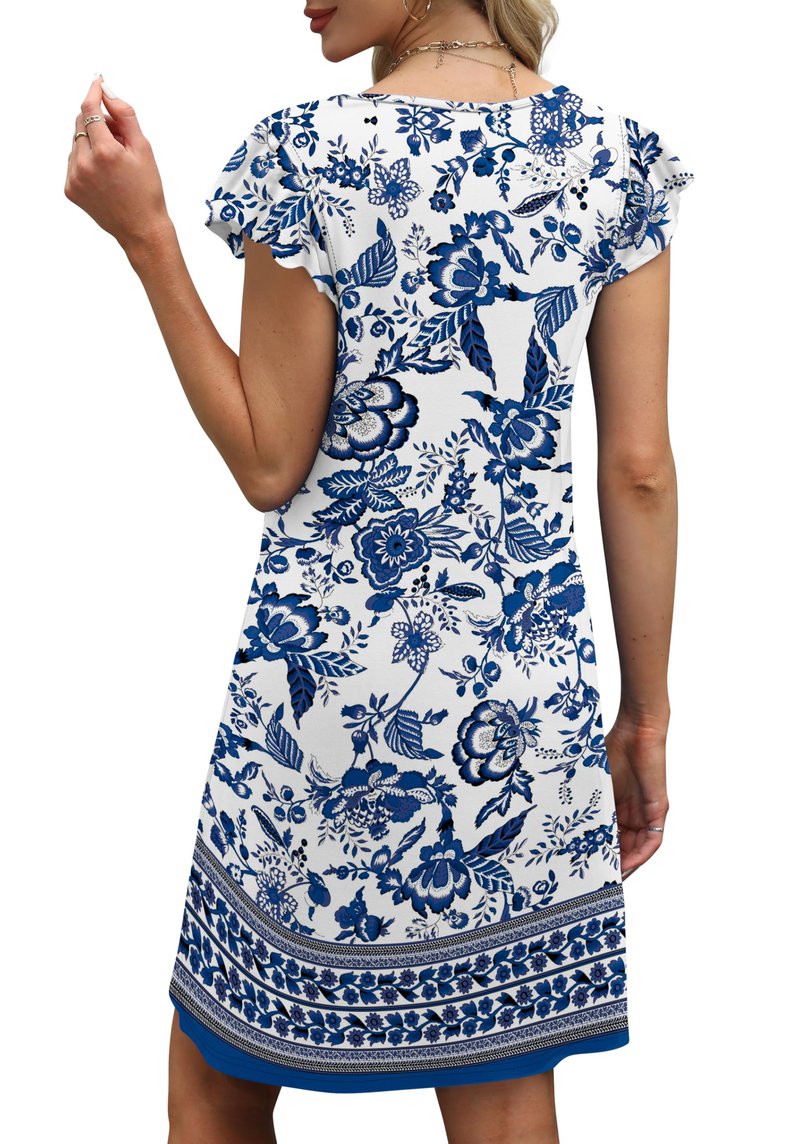 OFEEFAN Spring Summer Dresses for Women Resort Wear 2026 Sundresses Beach Vacation Clothes Boho Casual Outfits Print 07 L
