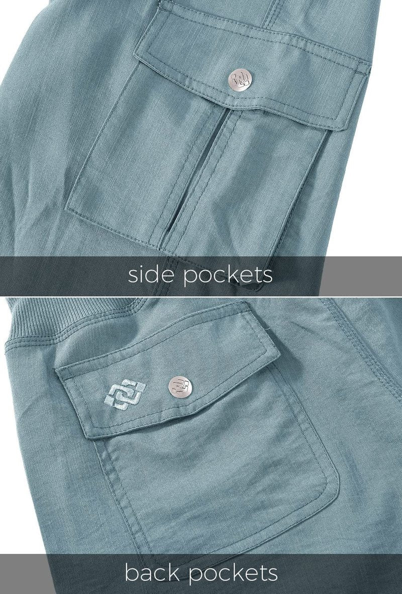 MoFiz Womens Capris with Pockets Loose Fit Casual Capri Pants Dressy Lightweight Ladies Baggy Cargo Pants for Hiking Grey Blue 4XL