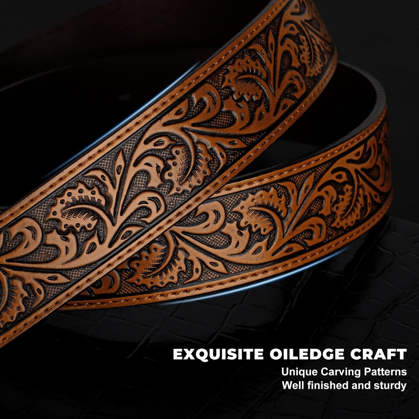 Western Leather Buckle Belt for Men Women Cowboy Cowgirl Mens Leather Belt for Jeans Christmas Hallowmas Men's Belt present