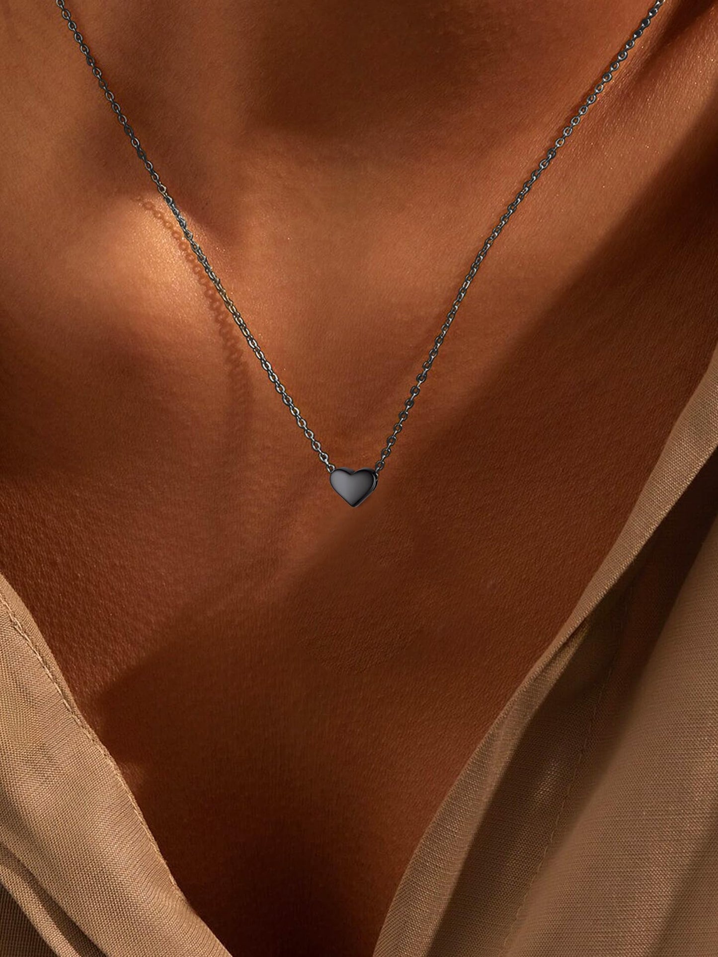 ChicSilver Black Necklaces for Women 925 Sterling Silver Tiny Heart Pendant Necklace for Women Dainty Necklace Christmas Necklaces