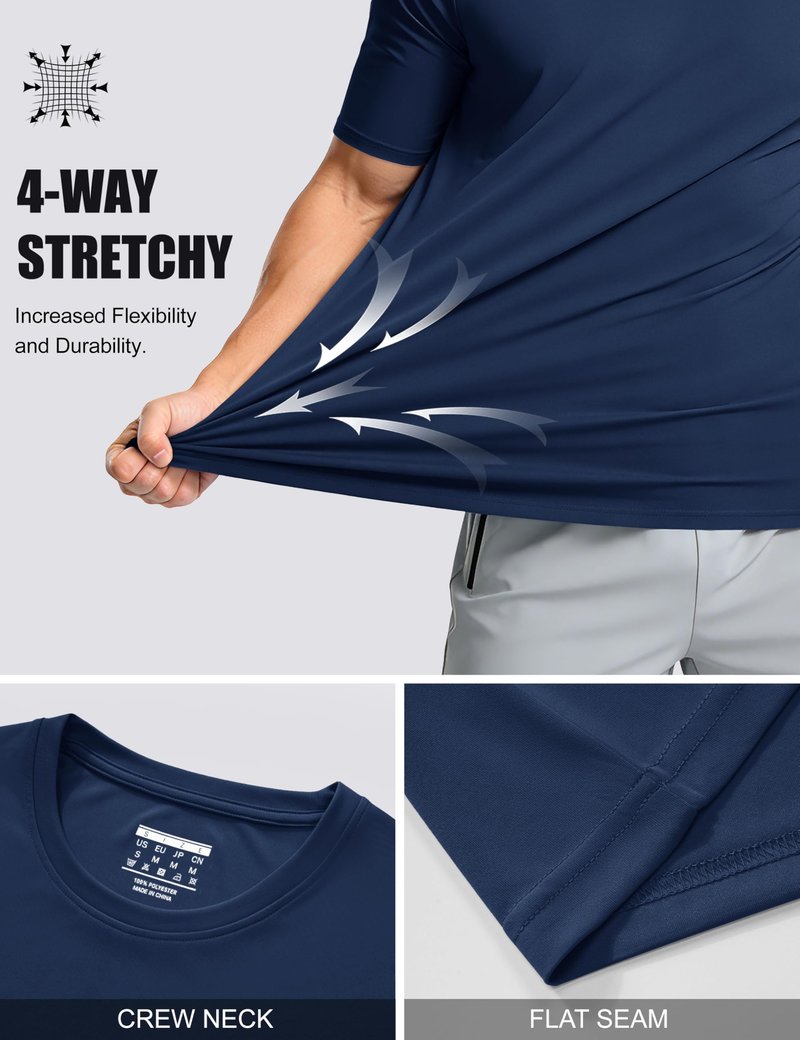 Short Sleeve Shirts for Men Dry Fit Moisture Wicking Active Athletic Performance Breathable Shirts Workout Running T-Shirt