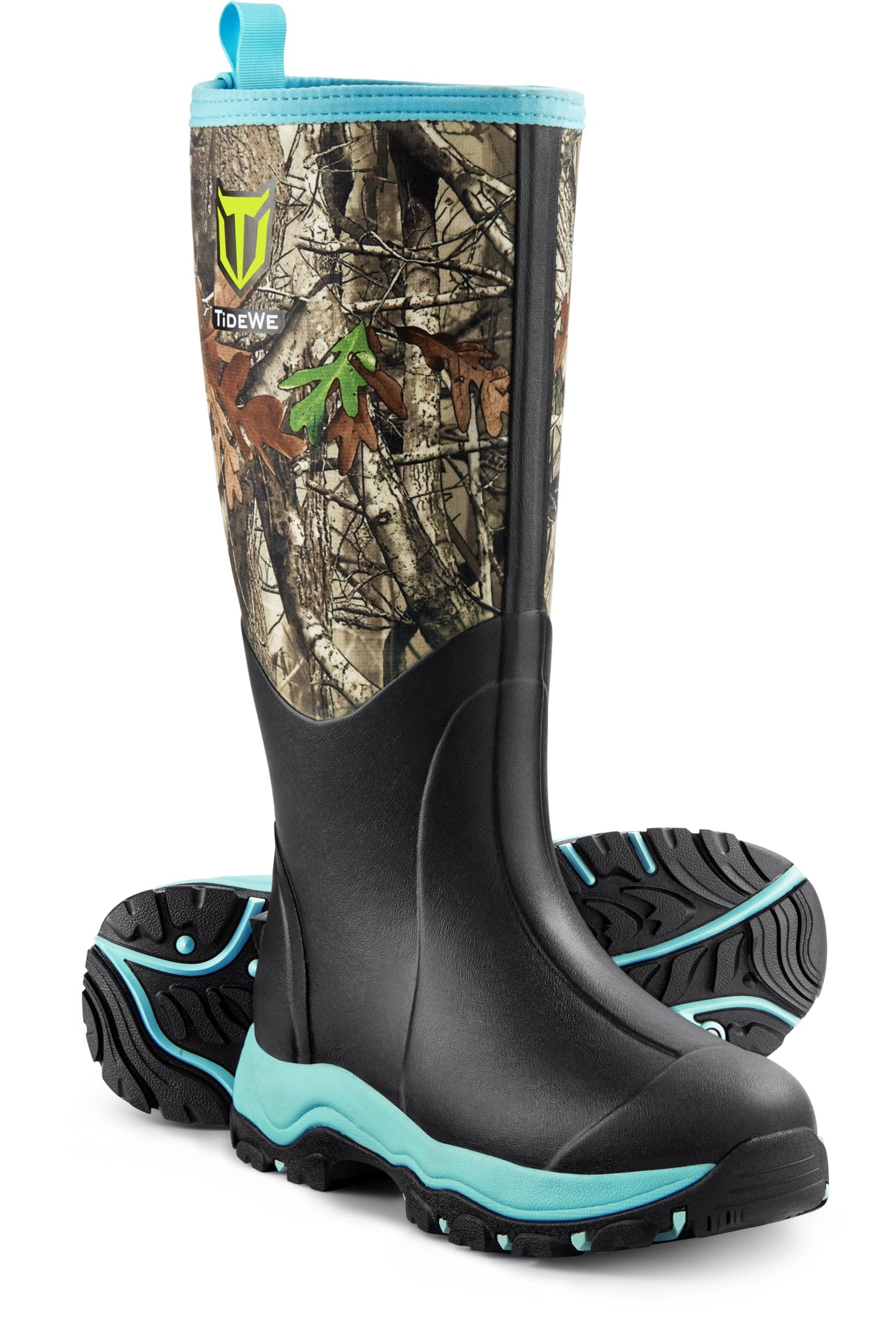TIDEWE Hunting Boot for Women, Insulated Waterproof Sturdy Women's Hunting Boot, 6mm Neoprene and Rubber Outdoor Boot Next Camo G2(Green Size 8)