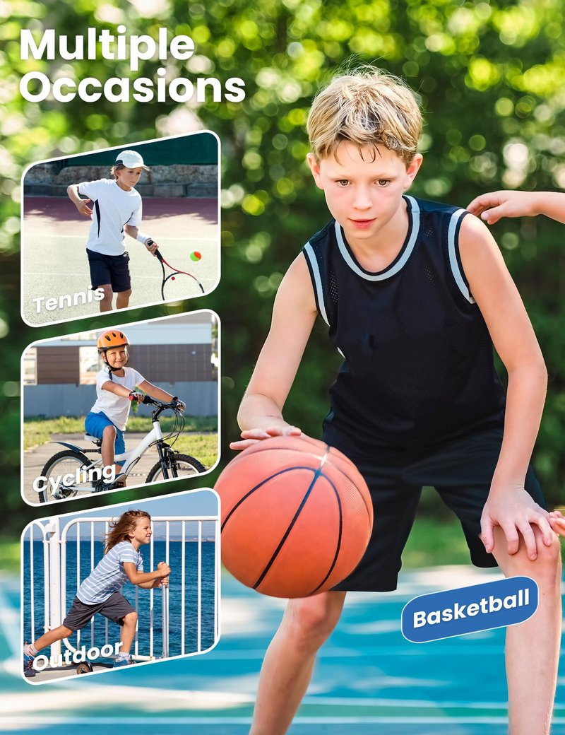 MLYENX 5 Pack Boys Athletic Shorts Active Performance Youth Kids Basketball Shorts Quick Dry with Elastic Waist Pockets