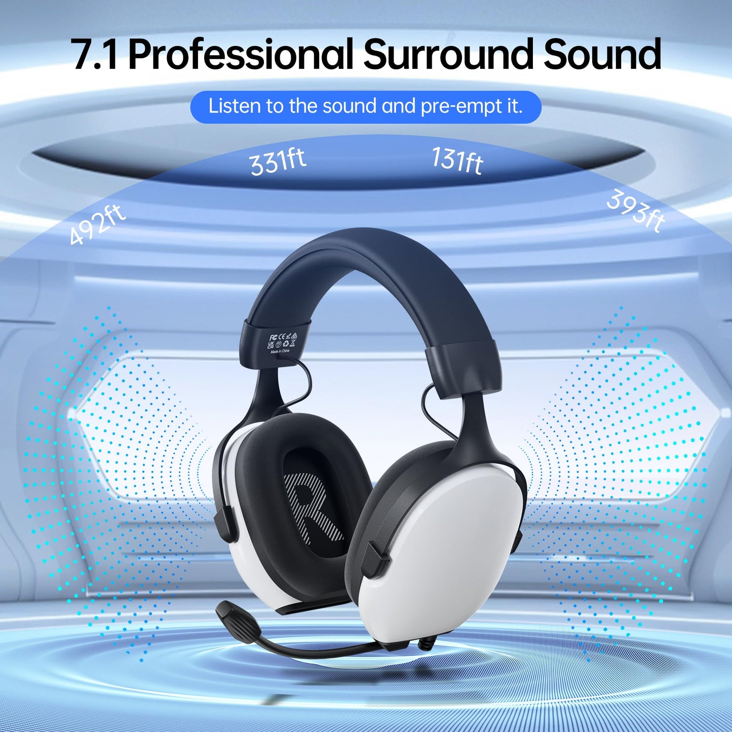 CASLSI Gaming Headsets with Mic for Xbox,PS4,PS5,Switch,PC,7.1 Surround Sound Gmaing Headphones with Noise Cancelling Microphone,50MM Dynamic Drivers, 3.5MM Audio Jack-White